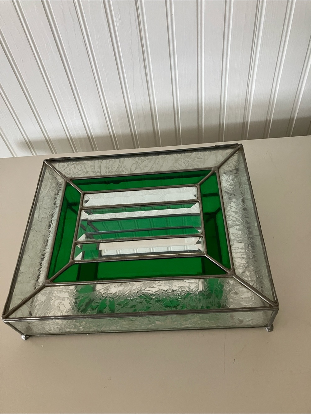 Beautiful Hand Crafted Stained Glass Mirrored Jewelry/ Trinket Box